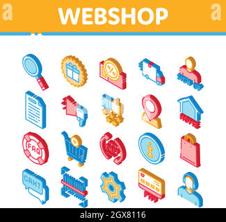 Webshop Internet Store Isometrische Icons Set Vector Stock Vektor