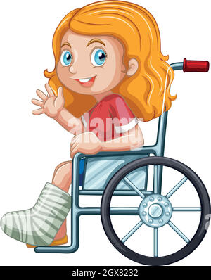 Junges Mädchen im Rollstuhl Stock Vektor
