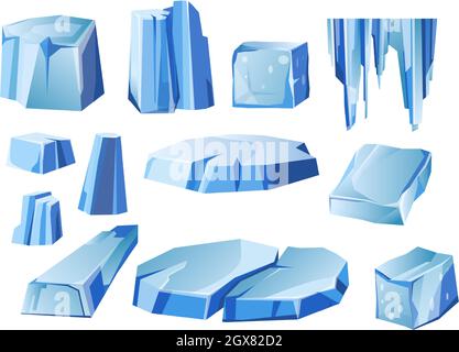 Eisberge und Eismassen driften auf dem Oberflächenvektor Stock Vektor