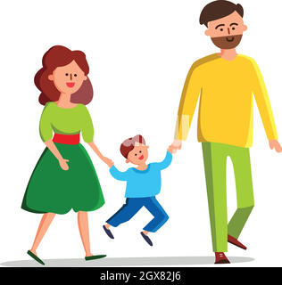 Happy Family Vater, Mutter Und Kleiner Junge Vektor Stock Vektor