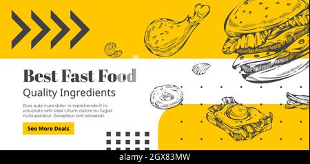 Best Fast Food, Burger und Huhn Rabatte Verkauf Stock Vektor