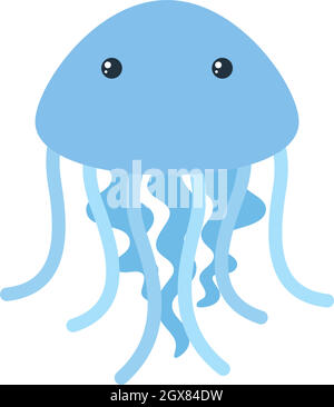 Blaue Qualle auf weißem Hintergrund Stock Vektor