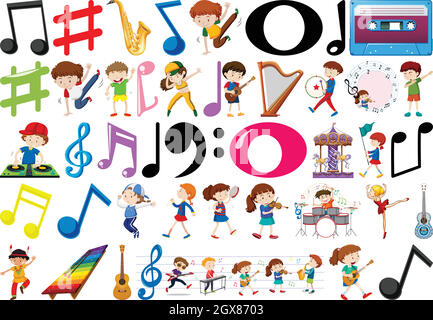 Ein musikalischer Objektsatz Stock Vektor