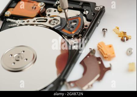 Reparieren von Festplatten-Theme Makro-Nahaufnahme Stockfoto