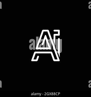 Buchstabe AI kreative moderne Ikone Logo mit schwarzem Hintergrund Stock Vektor
