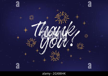 Handskizzierter Dankestext als Logo, Abzeichen und Symbol. Dankeskarte, Einladung, Poster, Bannervorlage. Vielen Dank Schrift Typografie Stock Vektor