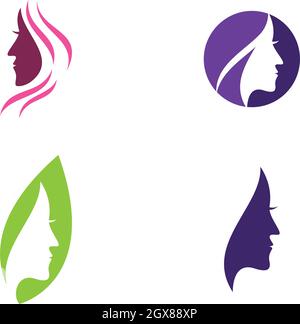 Frauen Gesicht Silhouette Charakter Logo Vorlage Stock Vektor