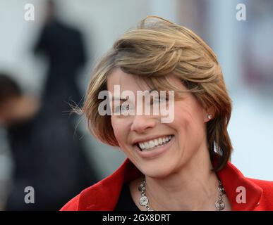 Kate Silverton nimmt am 25. April 2012 an der britischen Filmpremiere „African Cats“ im BFI Southbank in London Teil Stockfoto