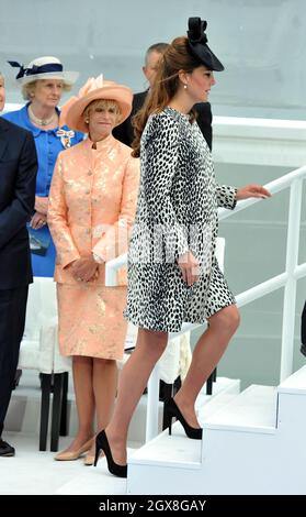 Catherine, Herzogin von Cambridge, nimmt am 13. Juni 2013 an der Namenszeremonie des neuen Princess Cruises-Schiffes „Royal Princess“ im Ocean Terminal, Southampton, Teil. Stockfoto