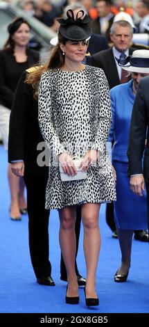 Catherine, Herzogin von Cambridge, nimmt am 13. Juni 2013 an der Namenszeremonie des neuen Princess Cruises-Schiffes „Royal Princess“ im Ocean Terminal, Southampton, Teil. Stockfoto