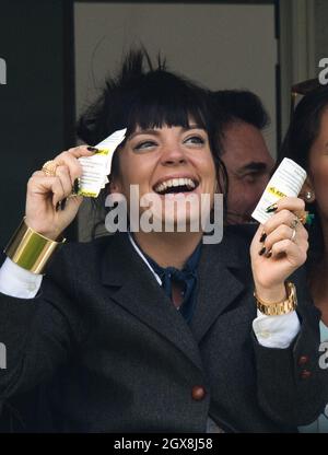 Lily Allen nimmt am 14. März 2014 am Gold Cup Day beim Cheltenham Festival Teil Stockfoto