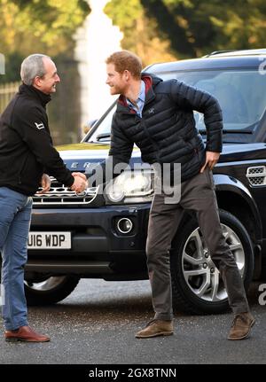 Prinz Harry kommt am 23. Januar 2017 zu einem Besuch im Help for Heroes Hidden Wounds Recovery Center im Tedworth House in Tidworth, Wiltshire. Stockfoto