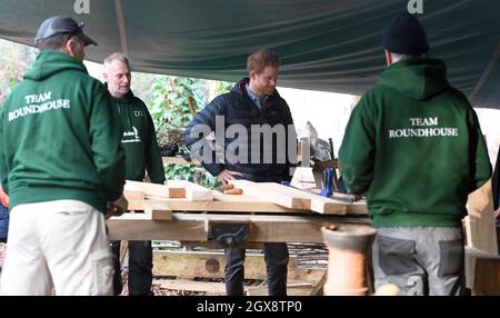 Prinz Harry besucht am 23. Januar 2017 das Help for Heroes Hidden Wounds Recovery Center im Tedworth House in Tidworth, Wiltshire. Stockfoto