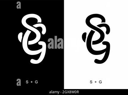 Schwarz-weiße Farbe des Anfangsbuchstabens von SG Stock Vektor