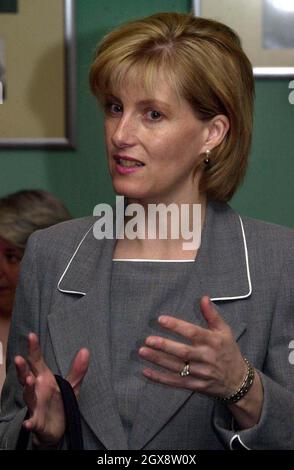 Die Gräfin von Wessex bei ihrem Besuch im Dolman Theatre in Newport. Halbe Länge, Sophie, Royals Â©Anwar Hussein/allaction.co.uk Stockfoto