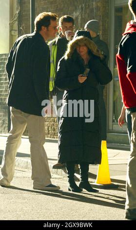 Renee Zellweger und Colin Firth drehen für den neuen Bridget Jones Diay Movie in London. Stockfoto