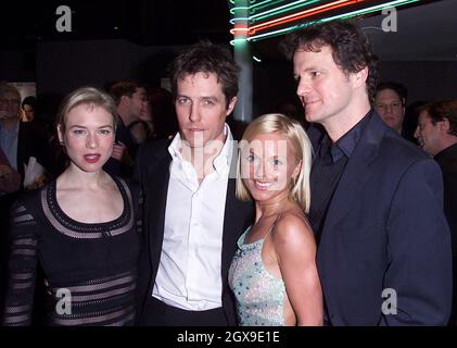 Geri Halliwell, Renee Zellweger, Hugh Grant und Colin Firth besuchen die Premiere von Bridget Jones Diary in London. Stockfoto