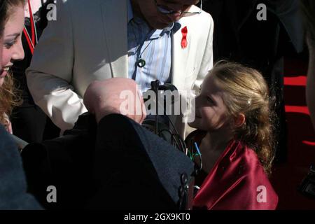 Sean Astin und Tochter beim Herr der Ringe 3 Premiere Day in Neuseeland. Stockfoto