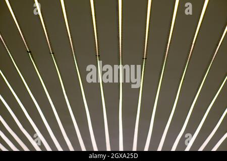 Diodenstreifen.Nahaufnahme des LED-Leuchtenbandes an der Decke in der neuen Luxus-Wohnung Stockfoto