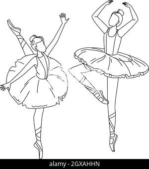 Ballerinas Tragen Tutu Tanz Ballett Vektor Illustration Stock Vektor