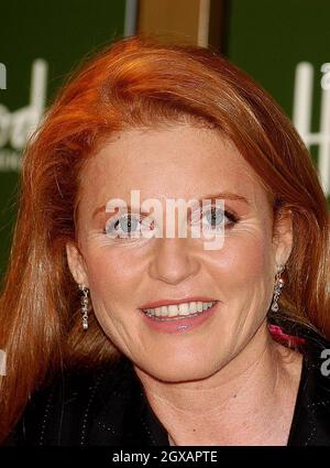 Die Herzogin von York, Sarah Ferguson, signiert Kopien ihres neuesten Buches in der Little Red Series, „Little Red's Christmas Story“, in Harrods, London. Stockfoto