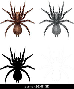 Silhouette, Farbe und Umriss Version Stock Vektor