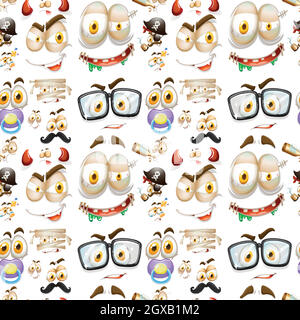 Nahtloser Hintergrund mit verschiedenen Gesichtsausdrücken Stock Vektor