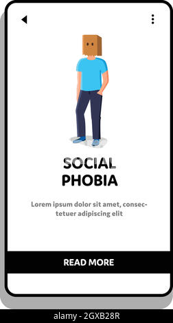 Social Phobia Problem Mann Mit Tasche Auf Kopf Vektor Stock Vektor