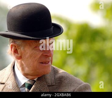 Prinz Philip nimmt am zweiten Tag der Royal Windsor Horse Show in Windsor, England, an der Kutschfahrt Teil. Anwar Hussein/allactiondigital.com Stockfoto