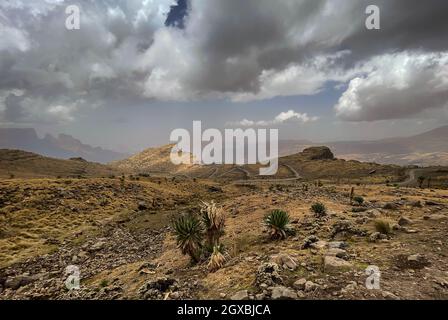 Simien Mountains - schöne einzigartige Berglandschaft aus Nord-äthiopischen Hochland, Äthiopien. Stockfoto