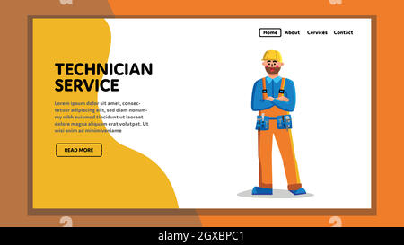 Abbildung: Technischer Support für Techniker-Service-Mitarbeiter Stock Vektor