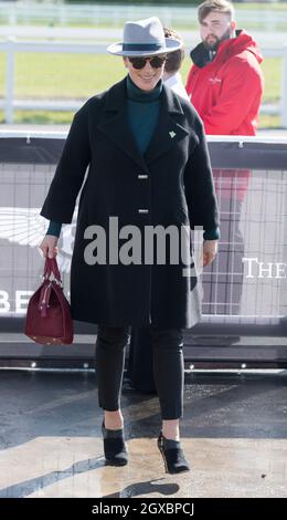 Zara Tindall nimmt am 13. März 2018 am ersten Tag des Cheltenham Festivals auf der Rennbahn Cheltenham Teil. Stockfoto