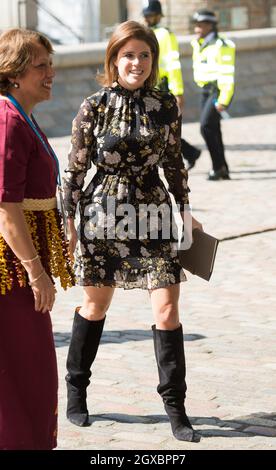 Prinzessin Eugenie nimmt am 18. April 2018 an einem Empfang mit Delegierten des Commonwealth Youth Forum in London Teil Stockfoto