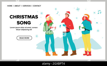 Christmas Song Vocal Performing Singers Vektor Illustration Stock Vektor