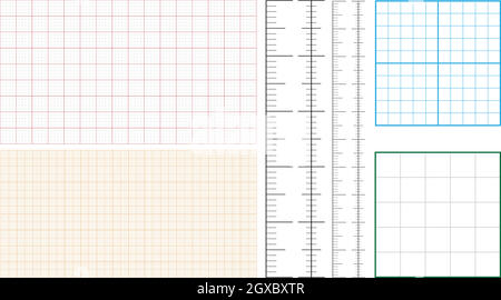 Metrisches Diagrammpapier Und Eckenlineal Als Vektor Festlegen Stock Vektor