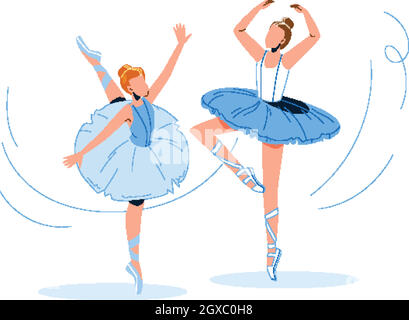 Ballerinas Tragen Tutu Tanz Ballett Vektor Illustration Stock Vektor