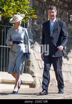 Prinzessin Anne, die Königliche Prinzessin und ihr Ehemann Sir Timothy Laurence nehmen am Osterfeiertag in der St. George's Chapel in Windsor Teil Stockfoto