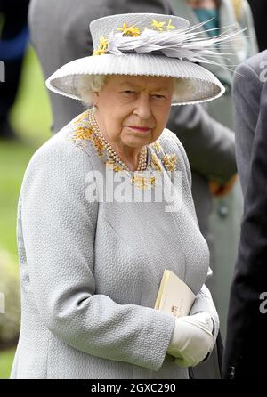 Queen Elizabeth wird am 29. Juni 2019 am Ladies Day im Royal Ascot teilhaben Stockfoto