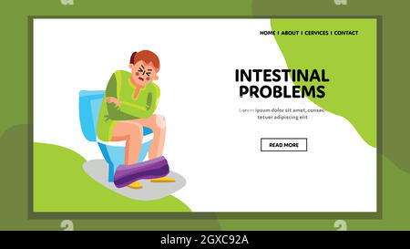 Mann Mit Darmproblemen Sitzende Toilette Vector Stock Vektor