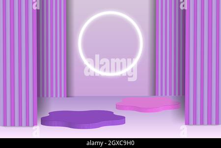 Hintergrundvektor 3d lila Rendering mit Podium und minimal blaugrau Szene, minimal abstrakter Hintergrund 3d Rendering der abstrakten geometrischen Form in Stock Vektor