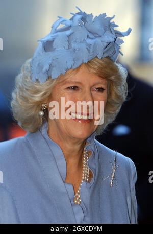 Camilla, Herzogin von Cornwall, kommt am 10. Dezember 2007 zu einem Besuch beim Cunard-Linienschiff Queen Victoria in Southampton an. Die Herzogin benannte das Schiff offiziell und traf Freiwillige und Jugendliche während eines Empfangs an Bord des Schiffes. Stockfoto