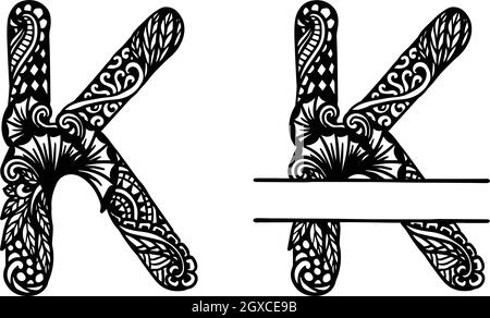 Handgezeichneter Buchstabe K für Designelement. Vektorgrafik Stock Vektor