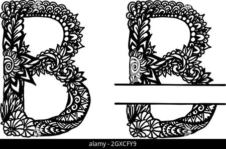 Handgezeichneter Buchstabe B für Designelement. Vektorgrafik Stock Vektor