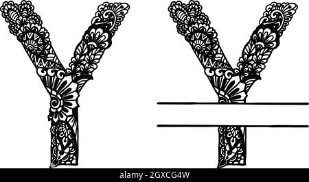 Handgezeichneter Buchstabe Y für Designelement. Vektorgrafik Stock Vektor