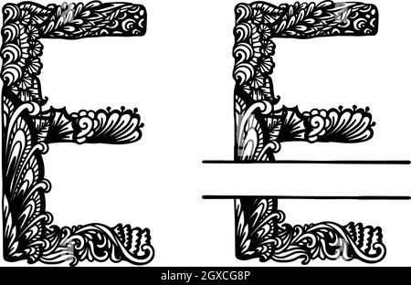 Handgezeichneter Buchstabe E für Designelement. Vektorgrafik Stock Vektor