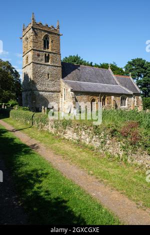 St. Peter's Church auf dem Viking Way in Normanby le Wold, Lincolnshire Wolds AONB, Lincolnshire Stockfoto