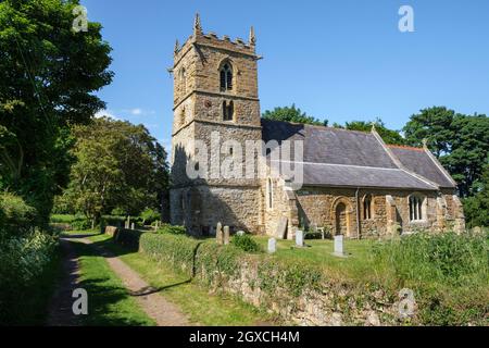 St. Peter's Church auf dem Viking Way in Normanby le Wold, Lincolnshire Wolds AONB, Lincolnshire Stockfoto