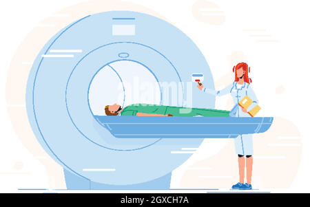 Krankenschwester Vorbereitung Des Patienten Für Den Mrt-Scan-Test Vektor Stock Vektor