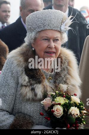 Königin Elizabeth II besucht das Skigebiet Hrebienok am zweiten Tag eines Staatsbesuches in der Slowakei. Stockfoto