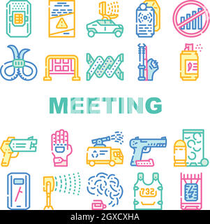Proteste Treffen Veranstaltung Sammlung Icons Set Vector Stock Vektor